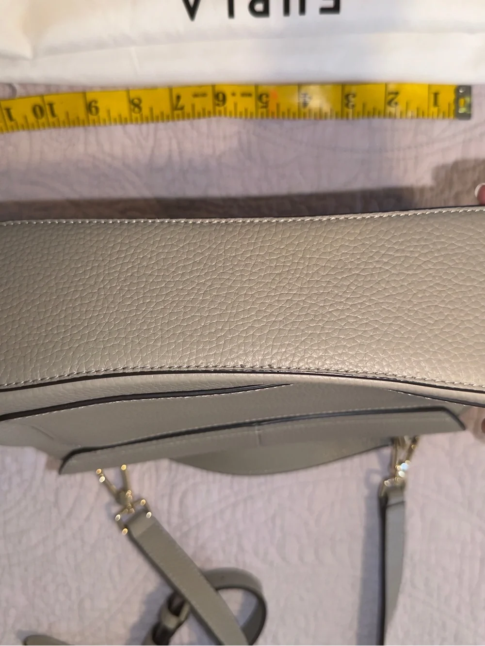 Furla Light Gray Pebbled Leather Crossbody Bag - Picture 3 of 5
